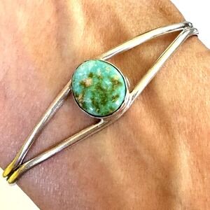 Navajo Cuff Bracelet Sonoran Turquoise 6.5in‎ Leta Parker 6g Native American